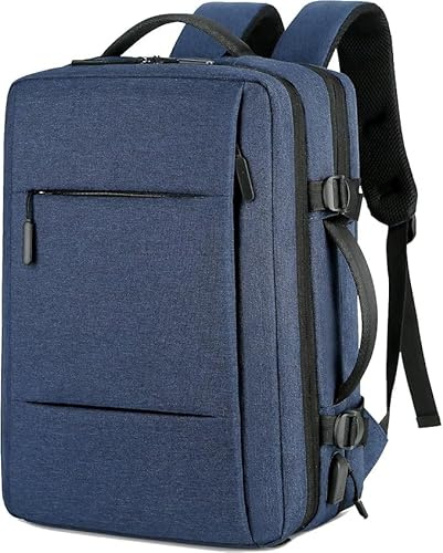 Mixroom - Zaino Uomo Porta PC Estendibile Valigia Bagaglio a mano per Computer Portatile Laptop Con porta USB Blu Z3