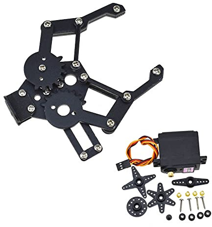 RELAND SUN Mechanische Klaue mit hohem Drehmoment aus Metall, Roboterarmklemme, Robotergehäuse (schwarzer Greifer – 995 Servo)