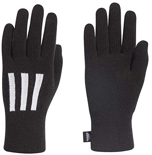 adidas Unisex 3-Stripes Conductive Gloves, Black/White, S