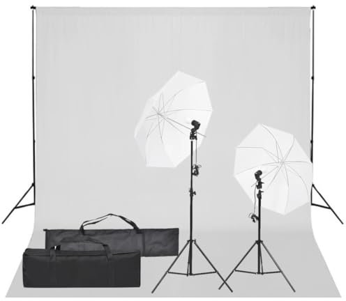 vidaXL Kit de Estudio Fotográfico con Set de Luces y Fondo Soporte Telón Pantalla Foto Video Sistema Lámparas Luz Iluminación Plegable