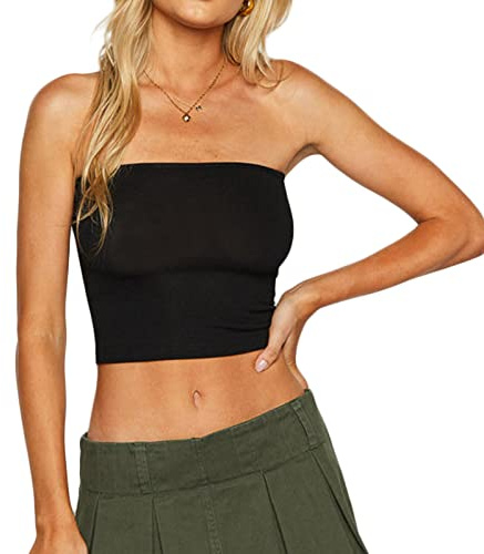 Lerrita Bandeau Tube Corset Bralette d'été Débardeur sans Manches Stretch pour la Plage Y2K Sexy Sleeveless Slim Cut Tank Bustier Party Chemise Bandeau sans Manches