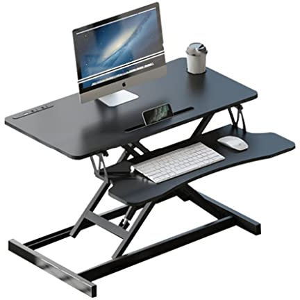 GUINJO 36-Zoll-Stehpultkonverter, höhenverstellbarer Schreibtischaufsatz for Stehen oder Sitzen, mit Tastaturablage, integriertem USB-Ladeanschluss, hält 80 lbs (Color : A, Size : 72 * 63 * 12-51cm)