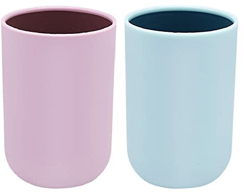 2 Pezzi Bicchiere Portaspazzolino da Bagno Bicchiere per Spazzolino Stile Minimal Tazza in Plastica Bicchiere Porta Spazzolino da Bagno