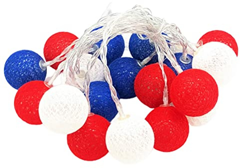 LED Kugel-Lichterkette 3m 20er Set Weihnachtsbeleuchtung mit Roten Weißen Blauen Lichtern Energiesparend für Innen Außen Kupferdraht PVC