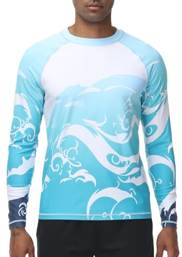 VAYAGER Camicie da Bagno da Uomo UPF 50+ Rash Guard Maglietta a Maniche Lunghe ad Asciugatura Rapida Loose Fit Camicie da Pesca in Acqua con Protezione UV