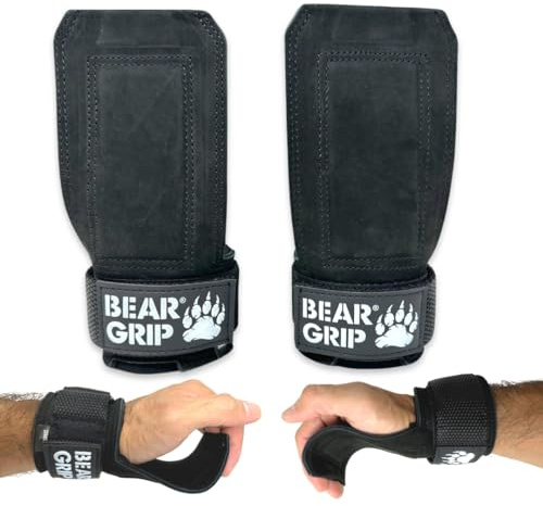 BEAR GRIP - Multi-Grip-Gurte, robuste Gewichthebergurte (schwarzes Leder)
