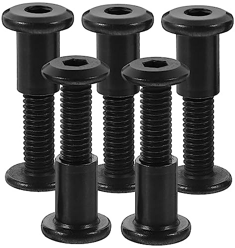 Veemoon Tornillos De Encuadernación M6 x 25 Mm De Acero Inoxidable 304 Negro, Kit Tuercas Avellanadas Para Reparación De Muebles De Madera, Postes De Unión, 5 Juegos, Uso Diy y Manualidades