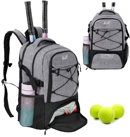 Hixingo Tennisrucksack für Damen und Herren, Tennisschläger Rucksack mit Schuhfach Große Kapazität Sportrucksack für Tennisschläger, Badmintonschläger und Basketbälle
