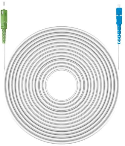 Ewent 1 Metro Cavo Fibra Ottica SC/APC per SC/UPC Simplex Monomodale 9/125, G.657A2, LSZH, Compatibile con Tim Fibra, Vodafone Fibra, Wind Fibra e Tre Fibra etc, Bianco/Verde-Bianco/Blu, 1M