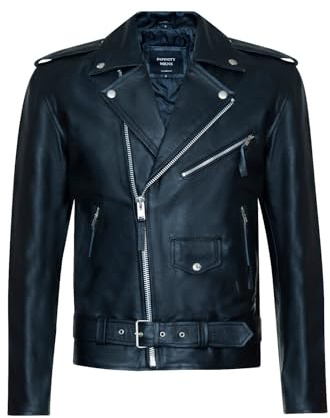 Infinity Leather Herren Fringe Hide Leder Brando Schwarz Tassled Motorradjacke
