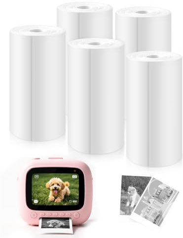 5 Rollen Druckpapier für Kinderkamera, Sofortdruck Thermopapier, Nachfüllpapier für Kinderkamera, Sofortbildkamera-Zubehör (Länge: 2,24 Zoll/57mm, Breite: 1,18 Zoll/30mm)