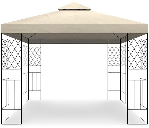 habeig++ Pavillon Festzelt Tahiti mit wasserdichtem Dach und PVC 3x3m Metall (beige)