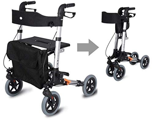 Déambulateur Pliant Déambulateurs Déambulateurs pour Personnes Âgées Déambulateur Tout Terrain Pliable avec Suspensions, Chariot de Marcheur pour Personnes Âgées Caddie Pas à Pas Marche Assistée Voya