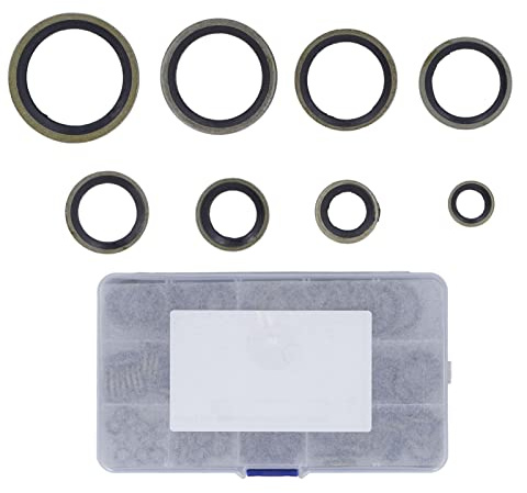 110 Piezas Arandela de Sello de Aceite M6 M8 M10 M12 M14 M18 M20 Junta de Sello Unida de Metal de Goma para Caja de Almacenamiento Industrial de Alta Temperatura