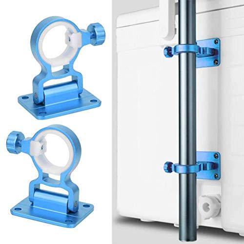 Fishing Umbrella Holder,2PCS Wall Mounted Fishing Umbrella Bracket,Aluminum Alloy Fishing Box Umbrella Holder,Foldable Parasol Holder Clamp Boat Rod Holders,for Outdoor (Blue)