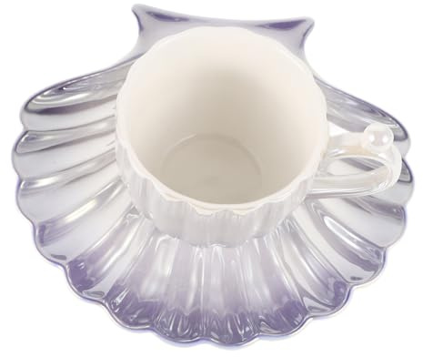 Uonlytech Taza y Platillo De Cerámica Diseño De Juego De Taza Para Leche y Té Elegante