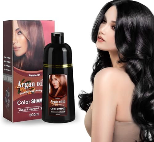 Instantané Shampoing Colorant pour Cheveux, Black Hair Color Teinture Cheveux Naturelle et Durable, 3 en 1 shampooing teinture cheveux en quelques minutes Hair Dye Shampoo, 500ML