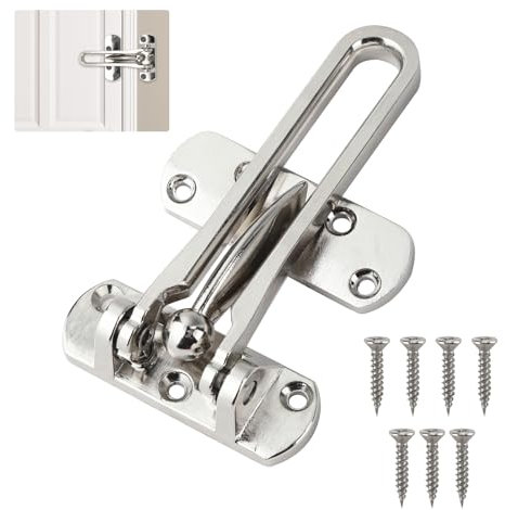 Door Chain Lock for Front Door Security Swing Bar Guard Lock Door Bar Restrictor Heavy Duty Door Safety Chain Latch for Home Apartment Hotel Dormitory Childproof Reinforcement Door Stopper, Silver