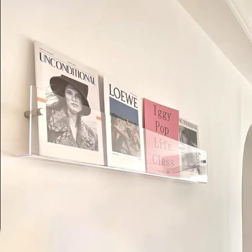 Zeitschriftenständer aus Kunststoff, Wandhalterung für durchsichtigen Broschürenständer aus Acryl, moderner Wand-Zeitungsständer, 40/60/80/120 cm lang (Größe: 120 cm (47 1/4))