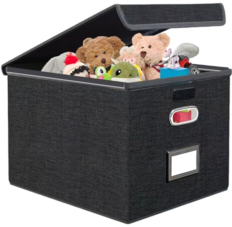 33L Aufbewahrungsbox mit Deckel, faltbar, schwarz, 38×32×27.5cm