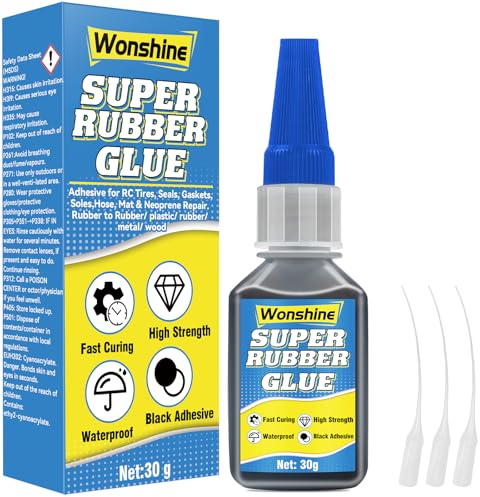 Colle en caoutchouc 30 g - Noir - Ciment caoutchouc pour pneus, bottes, ceintures, bricolage, voiture, chaussures, avec capuchon anti-obstruction, étanche, résistant à la chaleur
