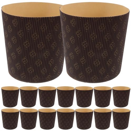 LABRIMP 25 bandejas de papel Panettone, tazas de papel para hornear, moldes de panettone, moldes de almacenamiento de pasteles, molde de pastel de fiesta, molde de pan, moldes para magdalenas, papel