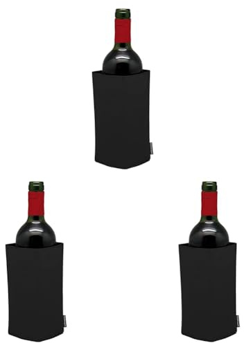 Vinbouquet Kühlmanschette, Neopren, 22.7 x 14.7 x 2.2 cm, Schwarz (Packung mit 3)