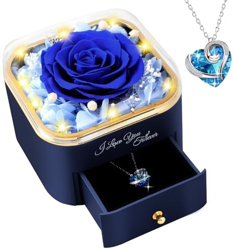 PatNlevs Ewige Rosen Geschenke für Frauen, Geschenk Valentinstag für Sie, Perfekt für Mama, Freundin, Ehefrau & Mehr - Ideales Geburtstag, Valentinstag, Weihnachten, Muttertag (Blau)