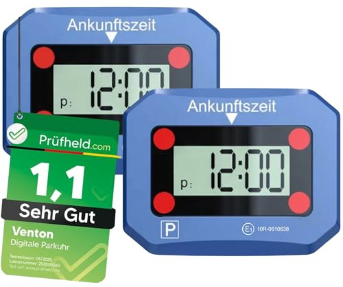 VENTON [ Test très bien, note 1.1 *] Lot de 2 disques de stationnement numériques électroniques avec autorisation, parking électrique automatique, accessoires de voiture, accessoires de voiture