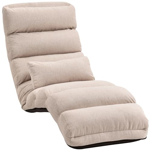 HOMCOM Divano pigro riscaldatore 1 posto Poltrona convertibile Poltrona letto con schienale e poggiatesta regolabili in 5 posizioni per soggiorno, camera da letto e ufficio, carico 120 kg, 58 x 119 x