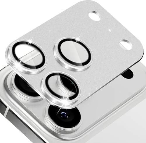MiKoyi Pellicola Fotocamera per iPhone 17 Pro, Protezione Obiettivo della Vetro Temperato Protezione Fotocamera Telaio Alluminio per iPhone 17 Pro, Argento