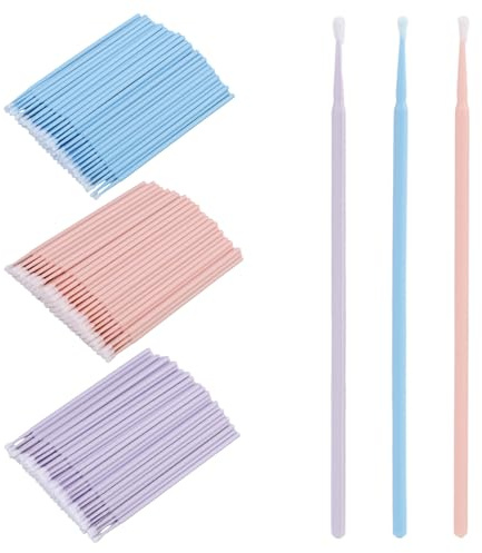 Pack Da 300 Applicatori Micro Per Extension Ciglia Monouso, Per Applicazioni Di Bellezza, Uso Dentale E Progetti Creativi (Viola, Rosa, Blu), Pennello Per Ciglia Monouso, Microbrush