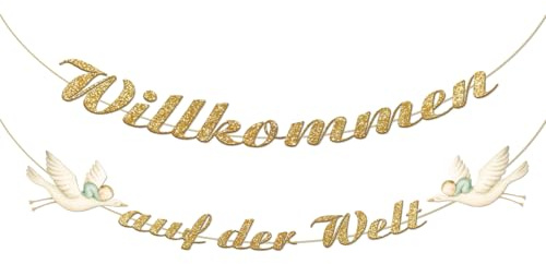 Scinzene Willkommen Zuhause Baby Girlande mit Storch Geburt Design, Welcome Home Baby Deko für Junge oder Mädchen, liebevolle Willkommen Zuhause Baby Partydeko zur Geburt, Outdoor, Wetterfest