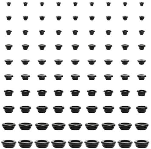 100 Pezzi Set Passacavi in Gomma per Fori, Guarnizione Passacavi, Gommini Passacavo Elettrico per la Protezione dei Cavi (5/6/7/8/9/10/12/14/17/20 mm)