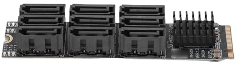 Tonysa 9 Port M.2 NVME und SATA 3.0 Adapter Converter Card, M Key PCIE 3.0 X2 bis 9X Seriell ATA III 6Gbit/s Expansionskarte, Unterstützung von RAID und Hot Swap