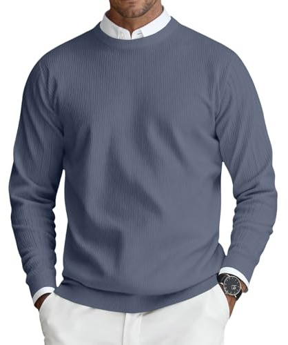 Jersey Hombre Invierno - Cálido Sudaderas Hombres Cómodos Cuello Redondo Pullover Suave Sweater Comfort Trabajo Básico Punto Suéter Manga Larga Ropa