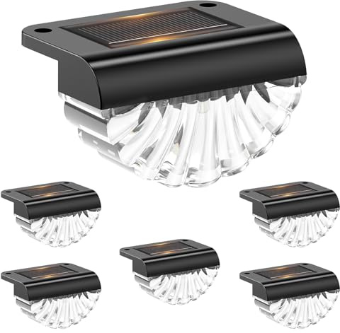 LED Solar Wandleuchte Aussen Wasserdichte solarlampen für außen wand 6er | Solar Wandleuchte Aussen für Terrasse Garten und Stufen Warmweiß