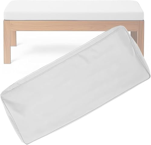 Waterproof Outdoor Cushion Cover 10cm Non Slip Zippered Pad for Garden Furniture Patio Swing Washable Seat Pad for Hollywood Swing 140x40x10cm (White)
