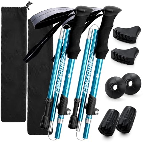 COVACURE Wanderstöcke Faltbar 110-130 cm / 100-120 cm | Nordic Walking Stöcke, leicht & stabil, Gummipuffer, für Damen & Herren, verstellbar