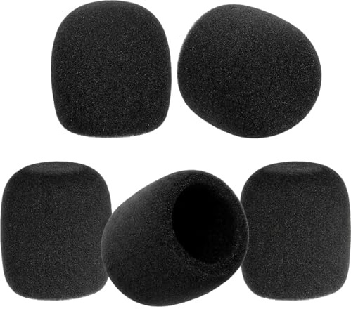 5 Stück Mikrofon Windschutz Schaumstoff Schwarz, Universal Popschutz Mikrofon Abdeckung Verdickt für Handmikrofon, Waschbar Mic Cover für KTV Interview Gesang, Reduziert Windgeräusche Klarer Klang