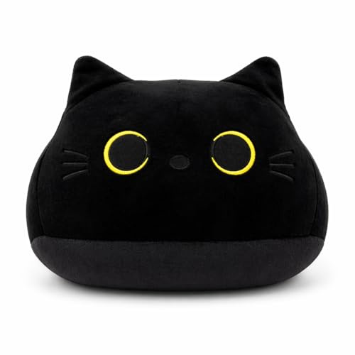 Genérico Peluche Gato Negro Kawaii – Cojín Suave Decorativo con Forma de Gato – Regalo Original Cute para Niños y Adultos – Almohada Plush