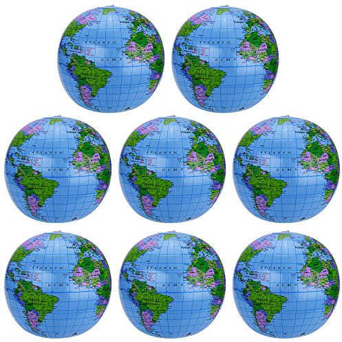 8 Packung Aufblasbarer Erdkugel Inflatable Globe PVC Weltkugel Erde Wasserball 8 Set für den Strand, Spielt oder Unterrichtet, 16 Zoll