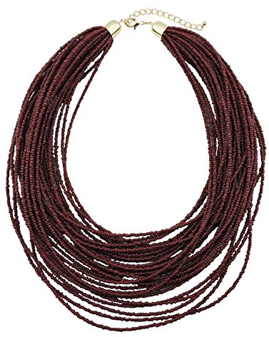 Bocar Collier en perles de rocaille épais et multi-rangs pour femme, collier ras-de-cou en perles de rocaille en grappe, collier en pendentif (NK-10351), standard, Verre Zinc, Pas de pierre précieuse