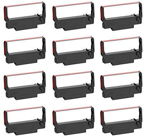 Lot de 12 rubans encreurs compatibles Epson ERC-30, ERC-34, ERC-38 pour imprimantes Epson TMU-220B/TM-300B, Samsung SPR-270/SRP-275, Bixolon SRP-275
