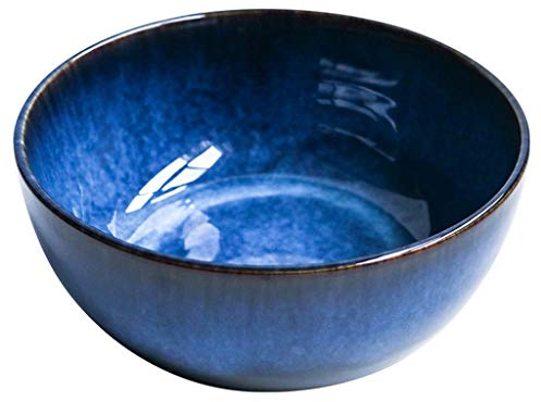 LZG Ensaladera de cerámica Japonesa Grande, Cuencos de Sopa Azules únicos, vajilla Decorativa Cuencos de Fideos asiáticos Frutero, 82oz