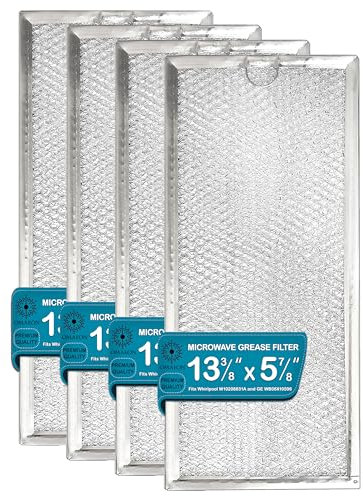 W10208631A, GE WB06X10596, AP5617368 Grease Filter Replacement for Many Whirlpool Microwaves filter 13 x 6 (Packed in Box) (4-Pack)