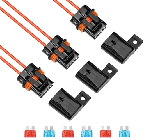 RECOIL WFH16-3 Wasserdichter ATC/ATO Inline Sicherungshalter Set 16AWG – 3er Pack mit 3x10A +3x15A Sicherungen für Auto/Elektronik