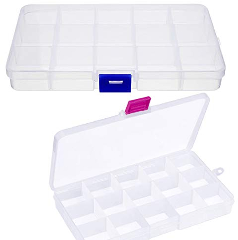 Organiser Box 2Pcs Small Craft Storage Boxes with Compartments Clear Plastic Storage Screw Box Earring Storage Containers Jewellery Box with Adjustable Dividers for Small Items Beads Tools Travel