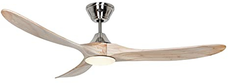 CasaFan ECO GENUINO-L 152 Deckenventilator mit LED-Beleuchtung, Energiesparender & leiser Ventilator mit Massivholzflügeln, 6 Geschwindigkeitsstufen mit Fernbedienung, für Räume bis 35 qm | Rotorblatt-Ø 1520 mm, natur / Chrom