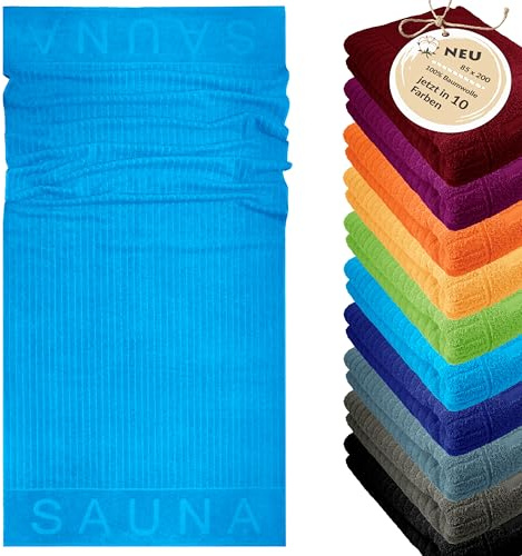 Lashuma Saunahandtuch Dame 80x200 cm Kopenhagen – XXL Handtuch Aquamarin Blau aus Frottee, weich & saugstark, ideal für Sauna, Spa & Erholung